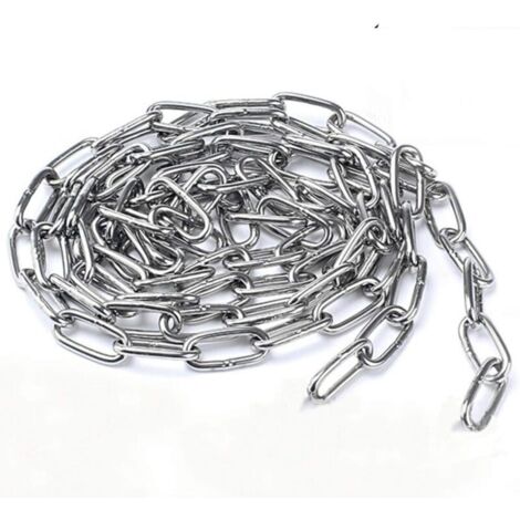 Chaîne en Acier Inoxydable 304 Solide et Robuste Avec Maillons Soudés en Acier pour clôture, Promenade et Chaîne de Chien, Chaîne De Séchage, Charge Maximale de 200KG, 4mm - 2 Mètre