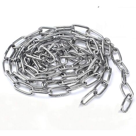 Chaîne en Acier Inoxydable 304 Solide et Robuste Avec Maillons Soudés en Acier pour clôture, Promenade et Chaîne de Chien, Chaîne De Séchage, Charge Maximale de 200KG, 4mm - 2 Mètre