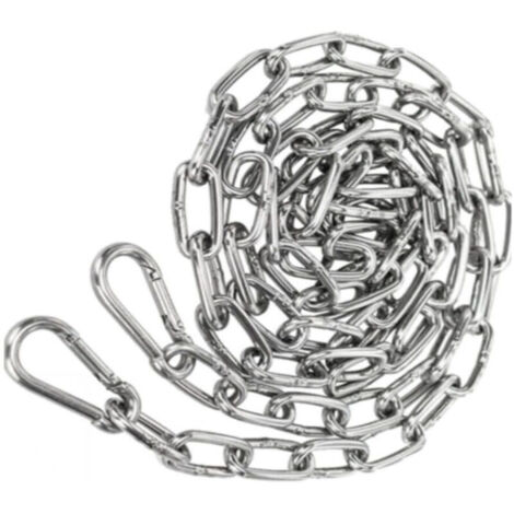 Chaîne en Acier inoxydable 3mm 1,5m Chaine Acier + 2 pcs Mousqueton Chaîne de Maillon d'extension pour Accrocher Chaîne d'ancre