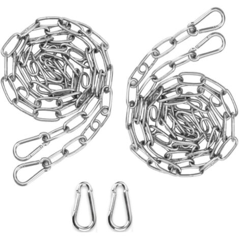 Chaîne en Acier inoxydable 3mm 2m Chaine Acier + 2 pcs Mousqueton Chaîne de Maillon d'extension pour Accrocher