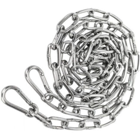 Chaîne en Acier inoxydable 3mm 2m Chaine Acier + 2 pcs Mousqueton Chaîne de Maillon d'extension pour Accrocher Chaîne d'ancre
