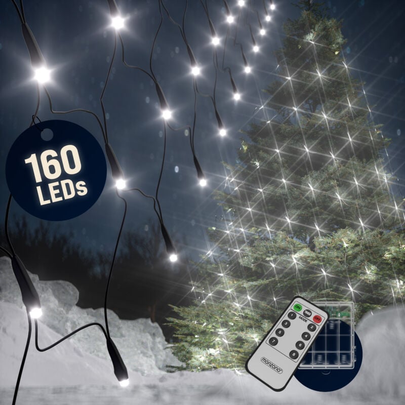 Guirlande lumineuse led filet lumineux Blanc froid décoration de Noël illumination extérieur intérieur fête 200x150 cm - Monzana