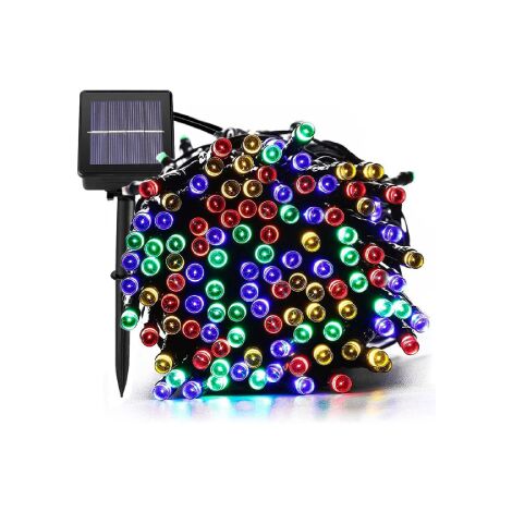 Chaine lumineuse Wisdom Line se'rie 7 mt de 100 panneaux solaires pour arbre de Noel led multicolore rvb avec 8 jeux de lumie're et me'moire pour une utilisation inte'rieure et exte'rieure Multicolor 