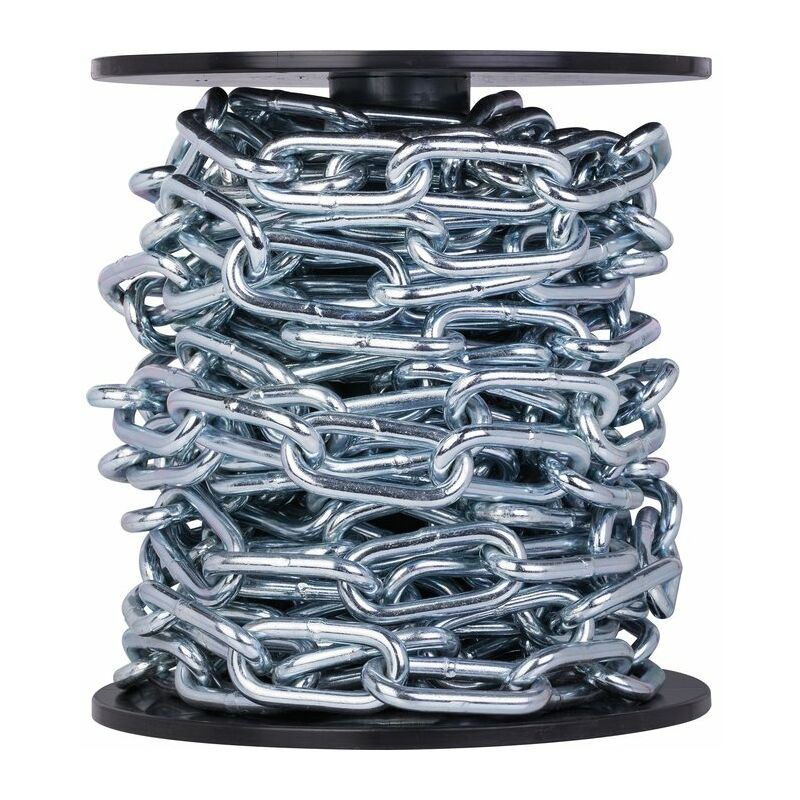 Bobine de chaîne acier zingué - soudée droite - maille longue