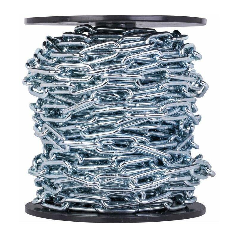 Bobine de chaîne acier zingué - soudée droite - maille longue