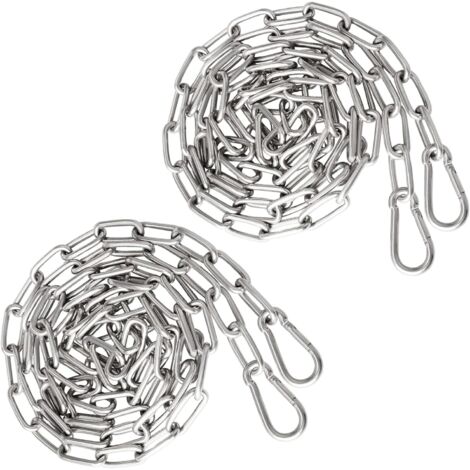 Chaîne métallique, chaîne de sécurité en acier inoxydable de 1 mètre avec mousqueton, kit de suspension pour hamac, chaîne de 2 x 3 mm, sac de frappe pour chaise, accessoires de Pilates