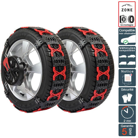 WYRIAZA Chaines Neige Voiture Universel - 165-265MM R15-R19 6PCS Chaine Pneu  Voiture Extrem Easy Grip Automatic Auto SUV Hiver Vehicule Non Chainable  Chaine Neige 205 55 R16 Chaine Neige 215 65 R16 