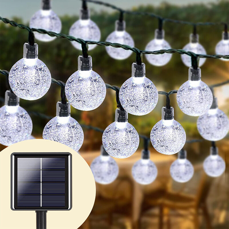 Chaîne solaire lumière, petite boule de cristal lumière, chaîne extérieure lumière 7 mètres 50 lampe étanche solaire Cour solaire lumière jardin Cour