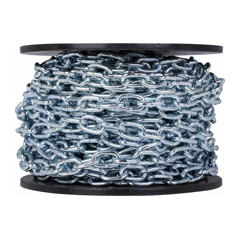 Bobine de chaîne acier zingué - soudée droite - maille courte