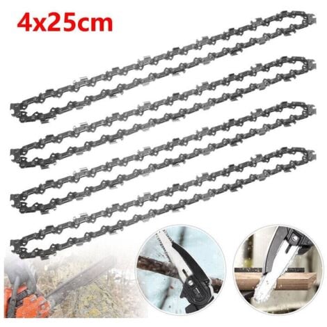 COTECOSY Chaine tronconneuse 40 maillons Lot de 4 chaîne de tronçonneuse 25cm 40TG 3/8 LP 1,1 mm pour Dolmar AS1925Z Makita DUC254Z accessoire pour tronçonneuse