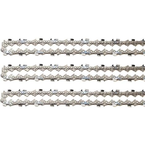 Chaine tronconneuse 62 maillons Lot de 3 chaînes de tronçonneuse 3/8" 1,3 mm entraîneurs Pour guide-chaîne de 45 cm accessoire pour tronçonneuse