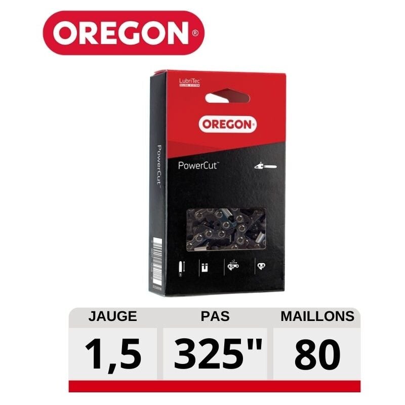 Oregon - Chaine tronconneuse carrée 80 dents powercut .325, 1.5mm 21LGX