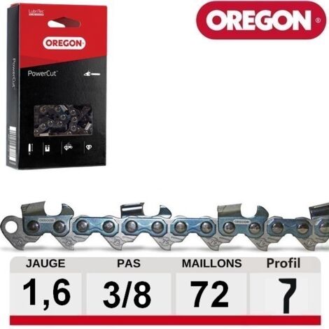 Chaine tronçonneuse Oregon carrée PowerCut 72 dents 75EXL072E