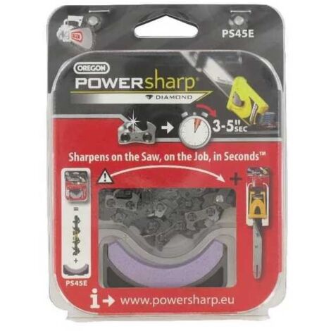 Chaîne tronçonneuse PowerSharp Oregon PS45E + Pierre d'affûtage