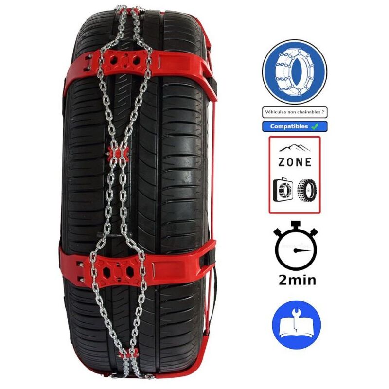 Chaussette neige métallique pour chaînage particulier Steel Sock pneu 225/55R17 - 225/50R18