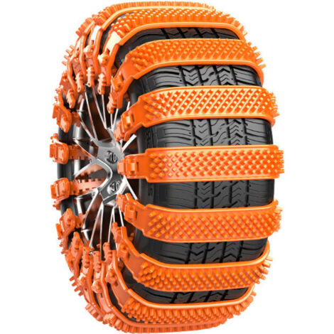 Chaînes à Neige pour Auto 10Pcs Réutilisables Chaine Neige Universelle pour Voiture Camion SUV Adaptées aux Pneus Largeur 165mm - 275mm pour Boue, Sable, Neige, Glace(Orange)