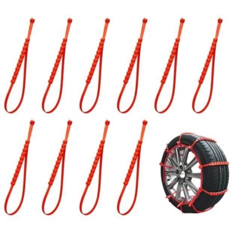Chaînes à Neige pour Auto - Universelles - 10 Pcs - Blanc - Diamètre maillon 9 mm