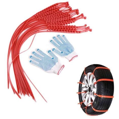 Chaînes à Neige Universelles pour Voiture – Lot de 20 Pièces Réglables avec Gants, Idéales pour Neige, Boue et Sable