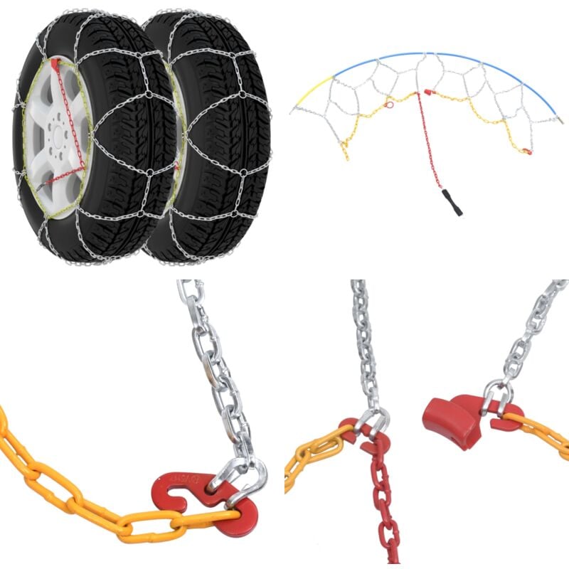 Vidaxl - Chaînes antidérapantes 2 pcs 16 mm vus 4x4 Taille 400 - chaîne à neige - chaînes à neige - Home & Living - Argent