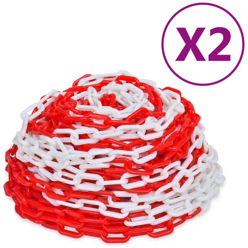 Vidaxl - Chaînes d'avertissement 2 pcs Rouge et blanc Plastique 30 m