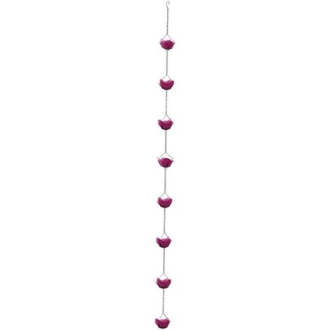 Chaînes de pluie en fer 225 cm avec 8 tasses à roses décoratives résistantes aux intempéries Finition galvanisée pour jardin terrasse extérieur