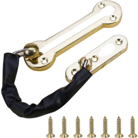Chaînes de portes Chaîne de sécurité en Acier inoxydable serrure à chaîne de porte, verrou porte interieure Anti-Vol(Or)