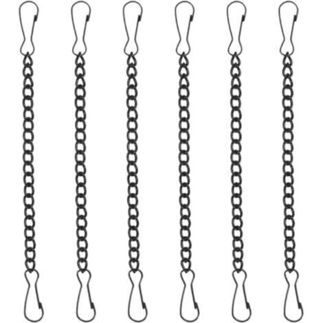 Chaînes de suspension en acier noir – Lot de 6 pièces, 10 cm, avec fermoir double extrémité pour panneaux porte et signalisation incendie