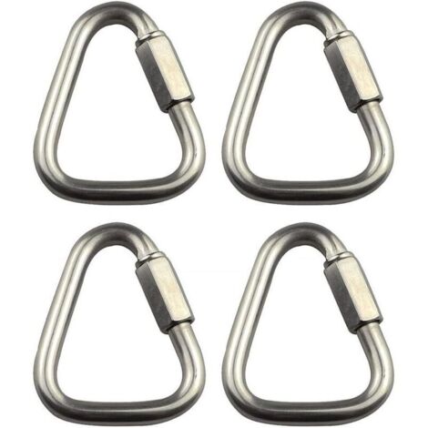Chaînes d’escalade triangulaires en acier inoxydable 10 mm – Lot de 4 avec mousquetons rapides et boucles à vis