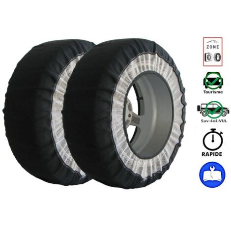 Chaînes neige textiles MULTIGRIP – Adhérence optimale sur routes enneigées – Tissu haute résistance sans coutures – Poids léger 1,3 kg – Synchro