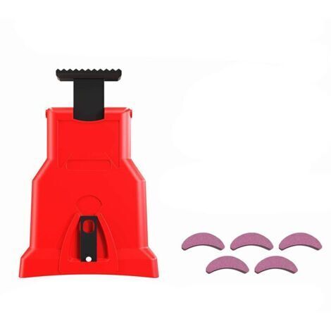 Chainsaw chain sharpener with 5 sharpening stones, chainsaw chain sharpener kit, chainsaw chain sharpener, red