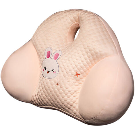 Chair Back Cushion Summer Lumbar Support Pillow Cartoon Waist Pillow for Sofa Bedroom Office Car Pink Bunny