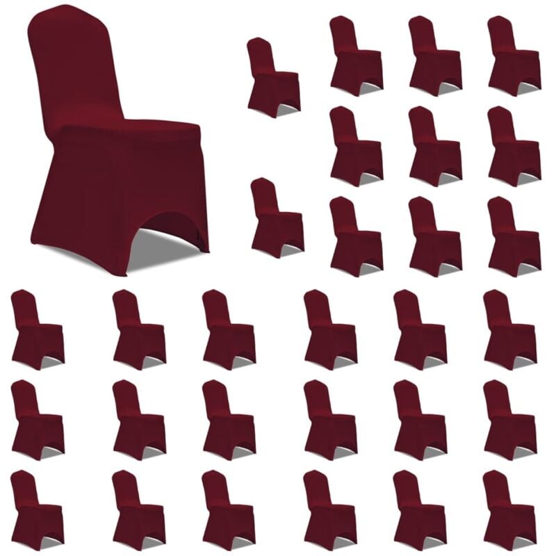 Chair Cover Stretch Burgundy 30 pcs Vidaxl