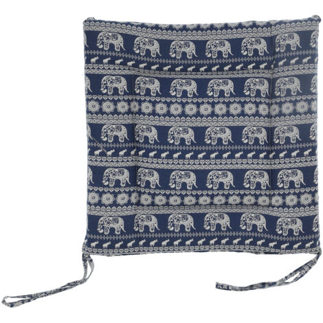 Chair Cushion Simple Pure Cotton Linen Thick NonSlip Soft Seat Cushion for Floor(Blue Elephant )
