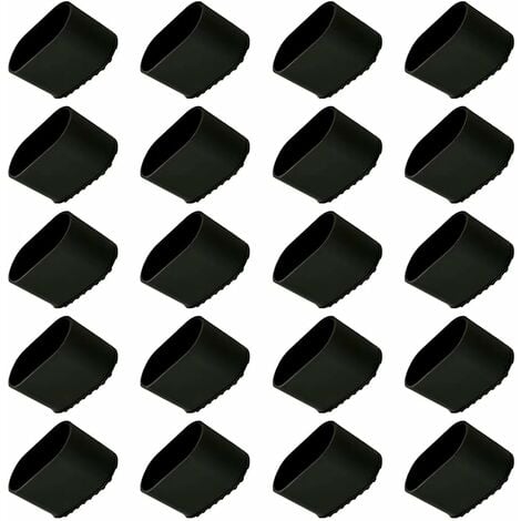 Chair leg cap, chair leg protector 20 pieces, floor protector, leg caps, chair leg caps, plastic, floor protector, protective cap 40x20 mm for oval tubes, tube caps for garden chairs-DENUOTOP