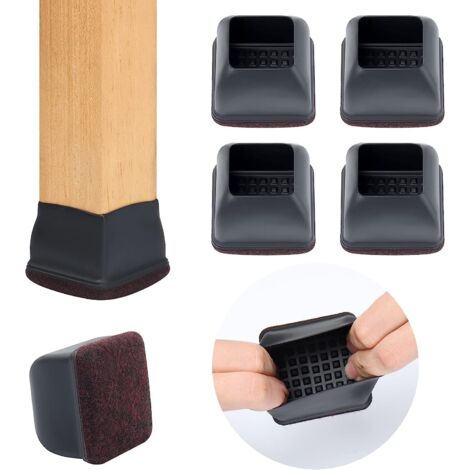 Chair Leg Protectors 36-56mm, Chair Leg Covers, 32 Pieces Square-Black Furniture Cups Chair Leg Caps, Smooth Moving Chair Leg Protectors