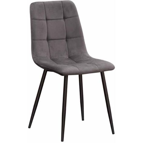 Chair - Tufted Fabric/Metal - L52 x W44 x H86 cm - Grey/Black