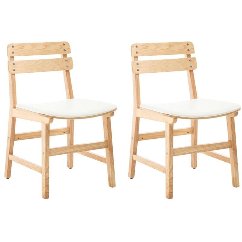 Chairus Chaise Scandinave Lot de 2 en Bois Chaises de Salle à Manger Rétro avec Dossier pour Restaurant, Beige