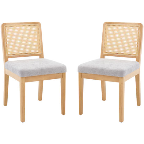 Chairus Dining Chairs 2Pcs in Chenille Upholstered Side Chairs Retro Rustic Chairs in Wood Frame for Kitchen Restaurant, Gray