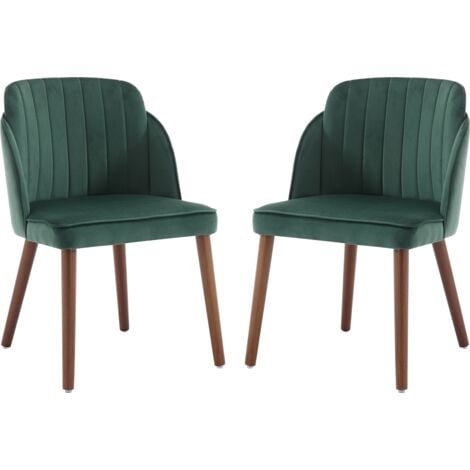WAHSON OFFICE CHAIRS CHAIRUS Dining Chairs 2Pcs in Velvet Upholstered Retro Rustic Kitchen Chairs with Wood Legs for Living Room Restaurant, Green