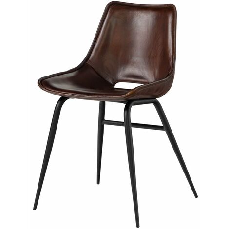 Chaise 47x49 Cuir Brun IRON LABEL 22