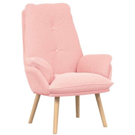 Chaise à accoudoirs rose en tissu Sherpa – Confort ergonomique, dimensions 69 x 74 x 93 cm – Siège salon moderne pour intérieur