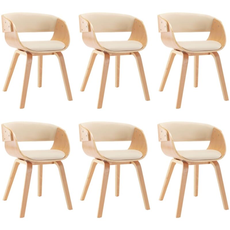 Vidaxl - Chaises à manger lot de 6 crème bois courbé et similicuir