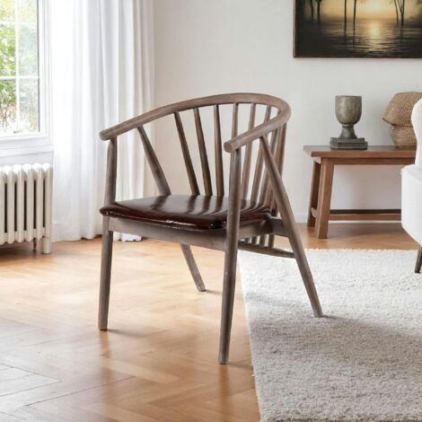 Chaise à barreaux en bois brun - assise assortie TENA