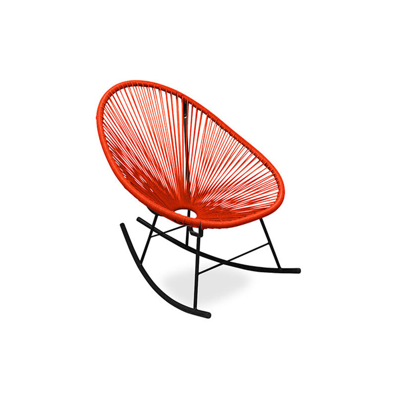 Chaise d'extérieur - Chaise à bascule de jardin - Acapulco Orange - Acier, Rotin synthétique - Orange