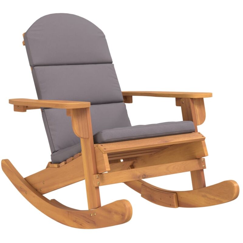 Chaise à bascule Adirondack avec coussins bois massif d'acacia