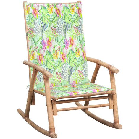Chaise à bascule avec coussin Bambou