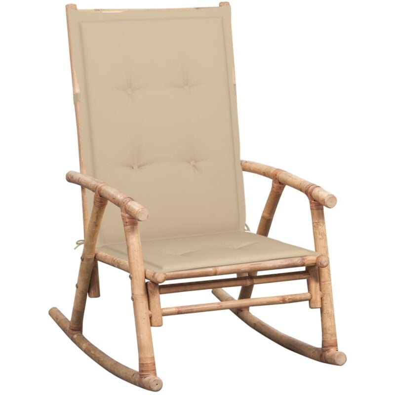 Chaise à bascule avec coussin Bambou The Living Store Brun