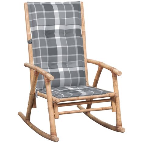 Chaise à bascule avec coussin Bambou vidaXL - Gris