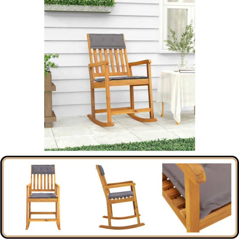 Chaise à bascule avec coussins bois massif d'acacia - Chaise À Bascule - Chaise De Jardin - Mobilier De Jardin - Bois D'acacia - Design Berçant