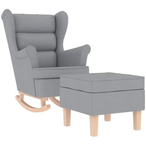 Chaise à bascule avec repose-pied Gris clair Tissu